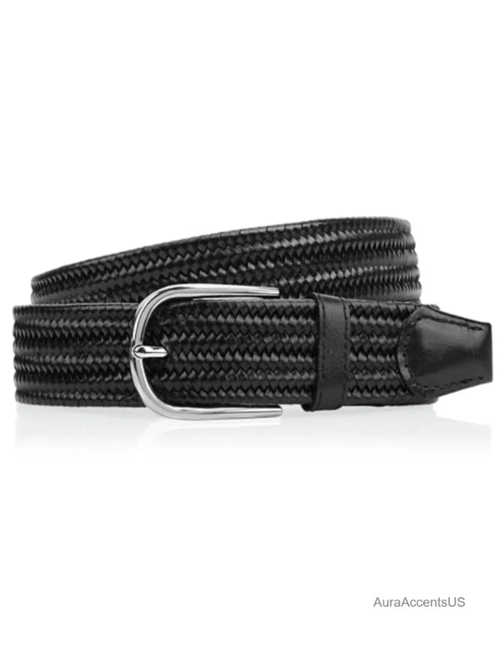Genuine Leather Braided Belt for Men - 1.38